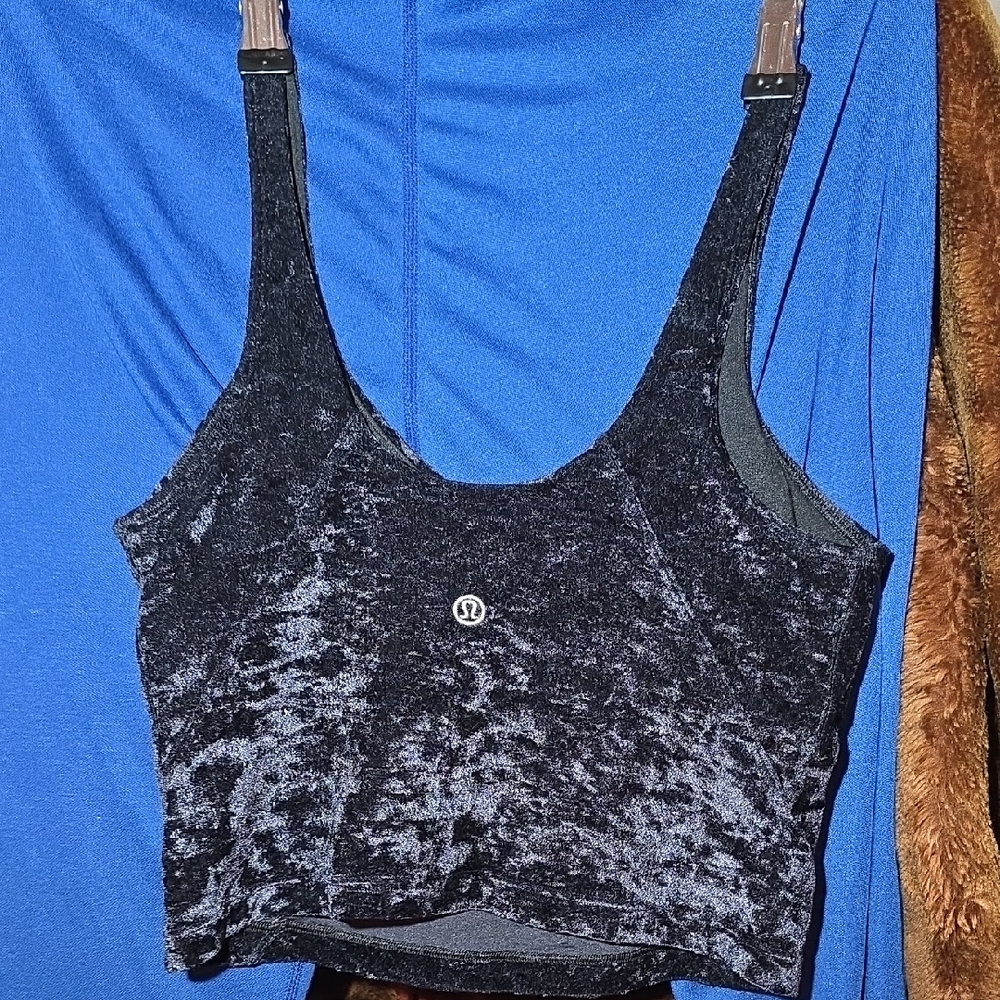 lululemon athletica Black Crushed Velvet Cropped Tank